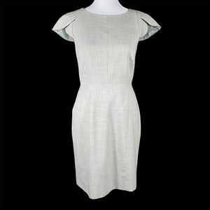 J. Crew Cap Sleeve Fitted Minimalist Old Money Dress 100% Wool, Light Gray Sz 2P